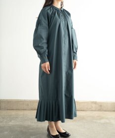 muuc 〈オーガニックコットン〉〈コットンブロード生地〉〈カラーにより異なる生地〉〈通年着られる〉コットン裾プリ ーツ 前開き ワンピース