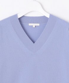 自由区 L 【洗える】ピュアカシミヤVネック ニット