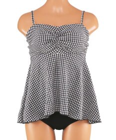 San-ai Resort（三愛水着楽園） WEB限定　ペプラム無地/チェック3点セット水着【Beach Queen（ビーチクイーン）】