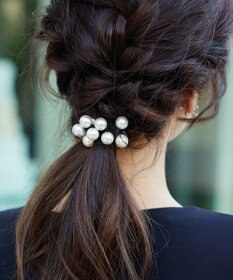 Tiaclasse 【選べる2TYPE】パール付きゴム＆シュシュ