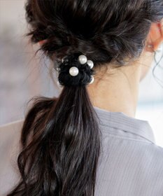 Tiaclasse 【選べる2TYPE】パール付きゴム＆シュシュ