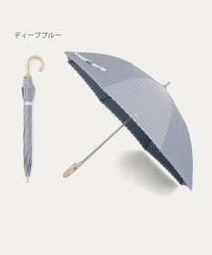 MOONBAT 【1級遮光/遮熱/UV】POLO RALPH LAUREN（ポロ ラルフローレン）晴雨兼用日傘  ストライプ スカラ刺繍 長傘