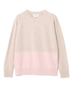 BEIGE， 【WEB限定・洗える】DEMING / バイカラーウールクルーネックニット