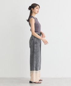 earth music&ecology 裾レースデニムパンツ