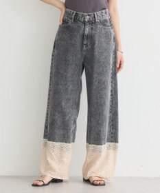 earth music&ecology 裾レースデニムパンツ