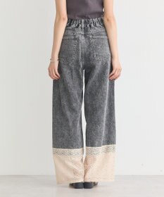 earth music&ecology 裾レースデニムパンツ