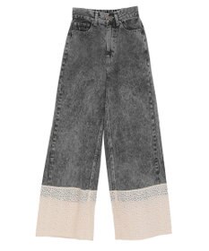 earth music&ecology 裾レースデニムパンツ
