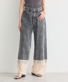 earth music&ecology 裾レースデニムパンツ