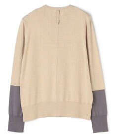 BEIGE， CHLOR / ウールシルク配色クルーネックカーディガン