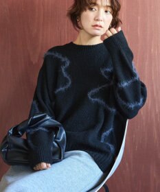 AMERICAN HOLIC ニュアンスライン柄ニットプルオーバー