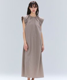 BEIGE， 【洗える/接触冷感/速乾/UVケア対応】BATEAU / フレンチスリーブAラインタックワンピース Taupe