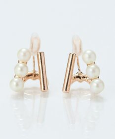 Phoebe 【痛くないシリーズ/金属アレルギー対応】ダブルデコレイトパールライトフィットイヤリング　シャンパン