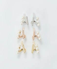 Phoebe 【痛くないシリーズ/金属アレルギー対応】ダブルデコレイトパールライトフィットイヤリング　シャンパン