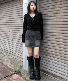 WEGO レイヤード風レースアップトップス