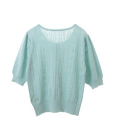 earth music&ecology リボン柄透かし編みニットカーディガン