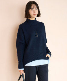 UNFILO カシミヤブレンド ハイネックニット ネイビーラメ