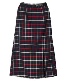 Green Parks ベルトデザインチェックＩラインスカート