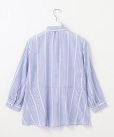 J.PRESS LADIES L 【洗える】SHEERストライプ ペプラム シャツ ブラウス