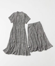 組曲 フラワーレイヤープリント ギャザースカート