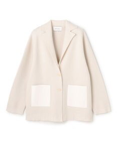 BEIGE， CHICORA / レザーポケット付きウールニットジャケット