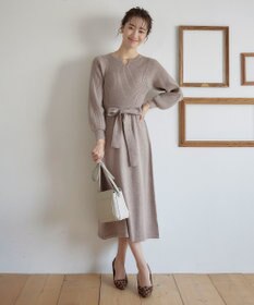 Tiaclasse 【洗える】パフ袖ニットワンピース