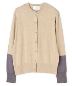 BEIGE， CHLOR / ウールシルク配色クルーネックカーディガン