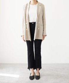 woadblue ＜坪田あさみさんコラボ/ストレッチ＞ブーティフレアデニムパンツ ブラック