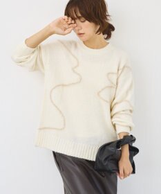 AMERICAN HOLIC ニュアンスライン柄ニットプルオーバー