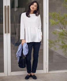 ANY L 【WEB限定】サテンコンビペプラムカットソー