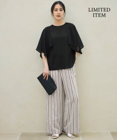 自由区 【WEB限定・接触冷感・洗える】シアーラミーローンイレギュラーヘムスリーブ ブラウス