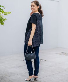 23区 L 【Lサイズ限定/洗える】スカーフプリントコンビ バックフレア カットソー