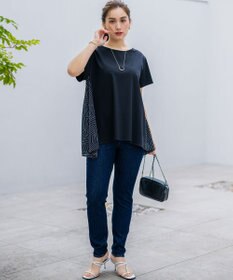 23区 L 【Lサイズ限定/洗える】スカーフプリントコンビ バックフレア カットソー