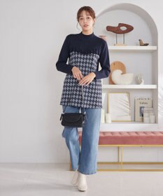 Tiaclasse アーガイルジャガードフリルチュニック