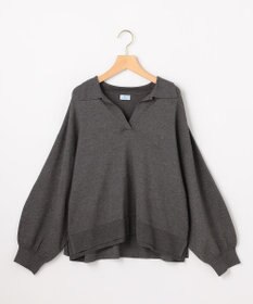 組曲 L 【加藤ローサさん着用】ポロ襟ストレッチニット