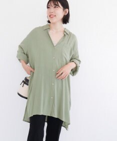Green Parks Ｉ　ターンバック長袖レーヨンチュニック
