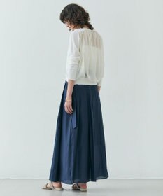 BEIGE， 【洗える】NADIA / バックオーガンジークルーネックカーディガン