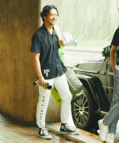 PW CIRCULUS 【MEN】【ストレッチ / 通気性】ロゴ オープンカラー シャツ