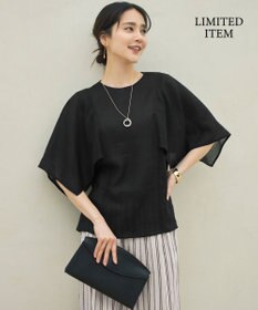 自由区 【WEB限定・接触冷感・洗える】シアーラミーローンイレギュラーヘムスリーブ ブラウス