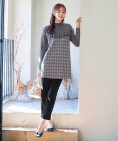 Tiaclasse アーガイルジャガードフリルチュニック