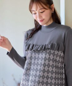 Tiaclasse アーガイルジャガードフリルチュニック
