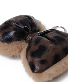 WEGO レオパードPUリボンファーキーホルダー