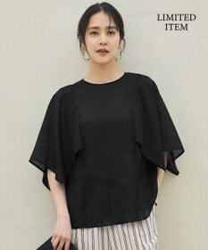 自由区 【WEB限定・接触冷感・洗える】シアーラミーローンイレギュラーヘムスリーブ ブラウス