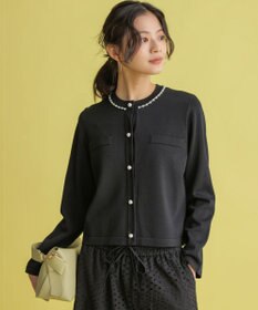 組曲 【WEB限定】クリアストレッチビジューレーン カーディガン ブラック系