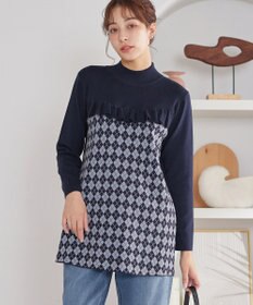 Tiaclasse アーガイルジャガードフリルチュニック