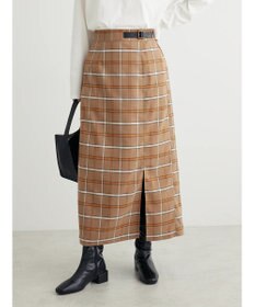 Green Parks ベルトデザインチェックＩラインスカート