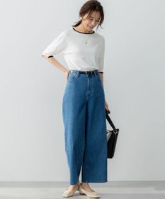 組曲 L ライトデニム セミワイドパンツ