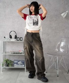 WEGO グラフィックショートサイドリボンドロストT