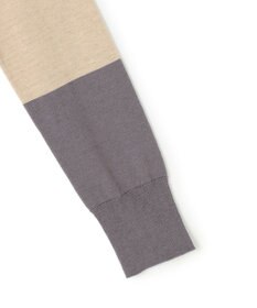 BEIGE， CHLOR / ウールシルク配色クルーネックカーディガン