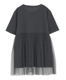 earth music&ecology ニュアンス柄レースドッキングプルオーバー