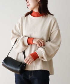 Green Parks 配色リブニットドッキング裏起毛プルオーバ